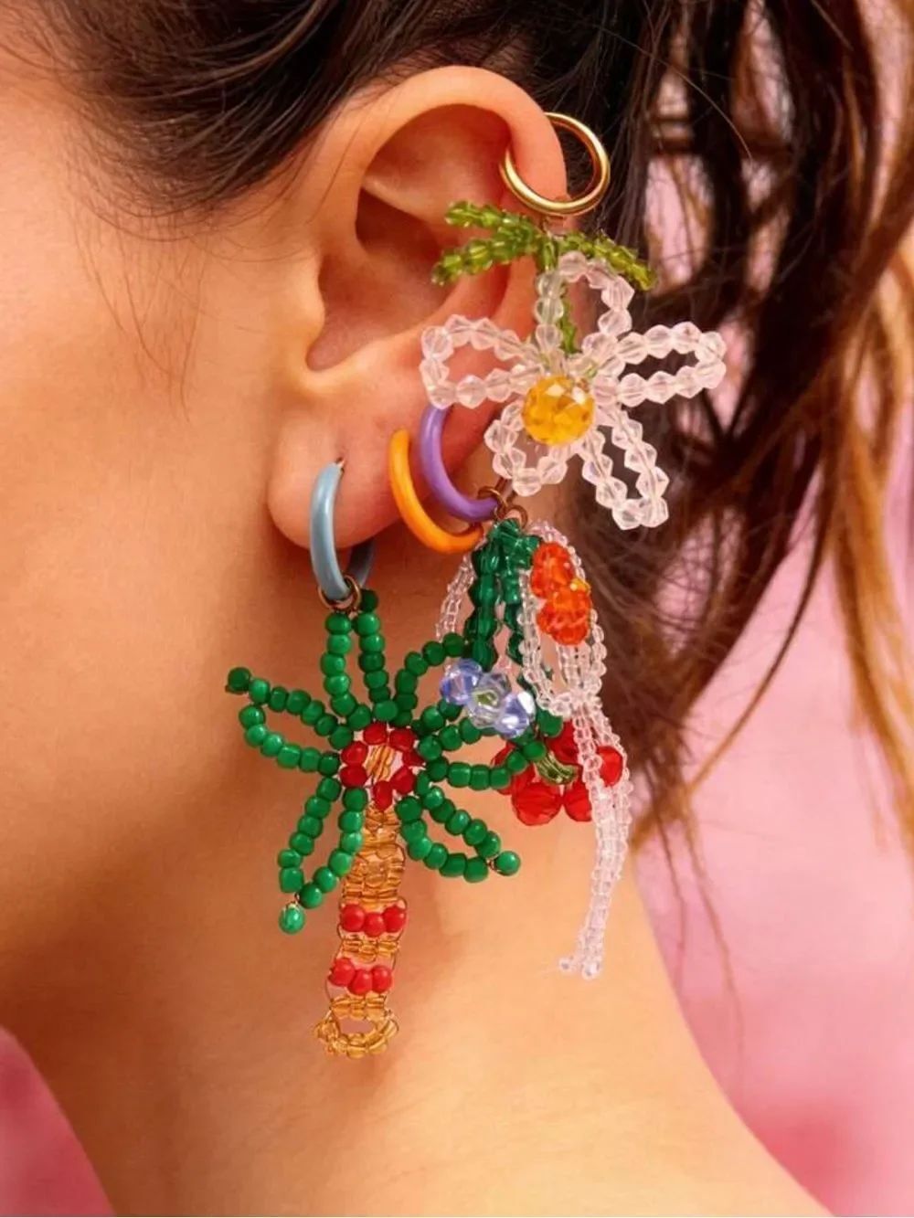 Flower hoop earring #2721